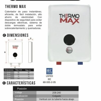 Calentador de Paso Thermo MAX 8Kw Thermo Solutions