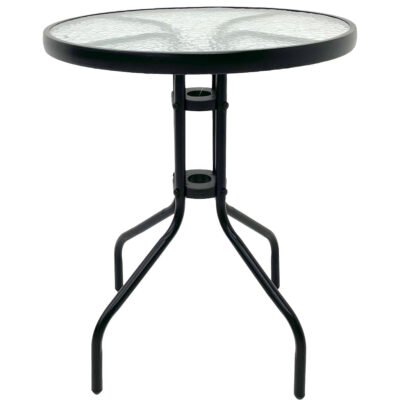 Mesa Redonda Tokoa 60×70 cm Negra con Vidrio Templado