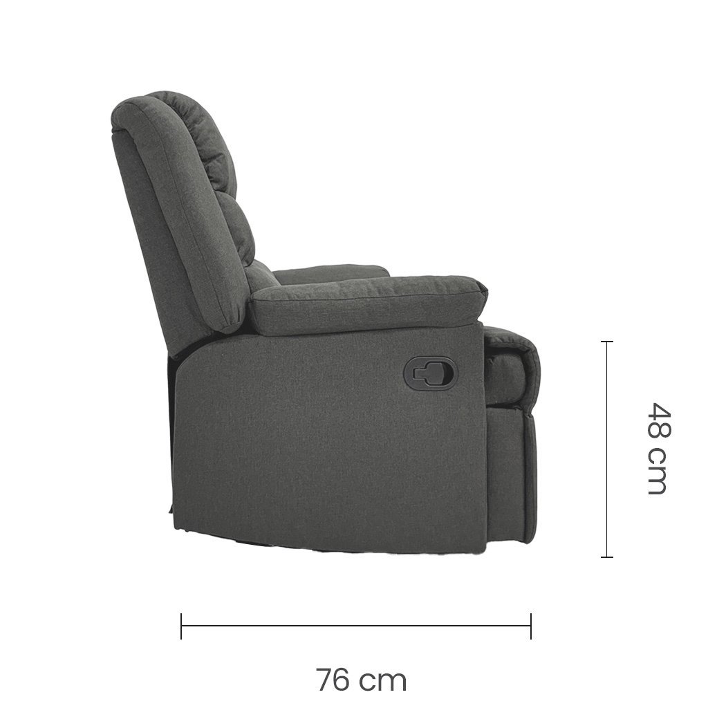 Sillón Reclinable Tokoa en Tela Lino Gris Oscuro - Image 4