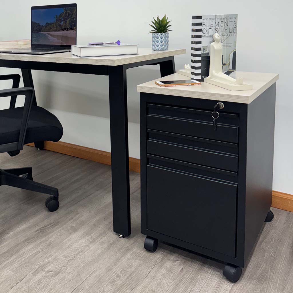 Archivero Móvil Continental 3 Gavetas Negro - Image 5