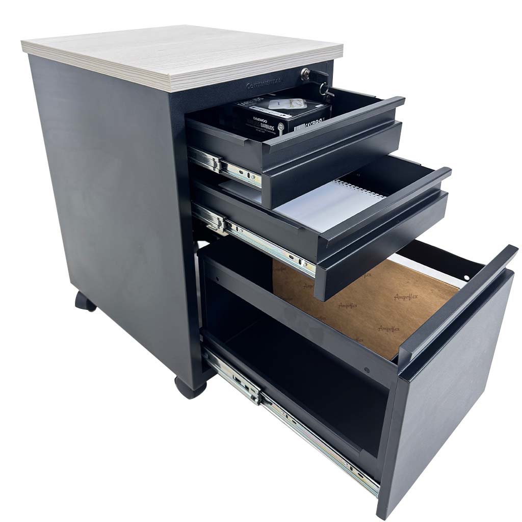 Archivero Móvil Continental 3 Gavetas Negro - Image 6