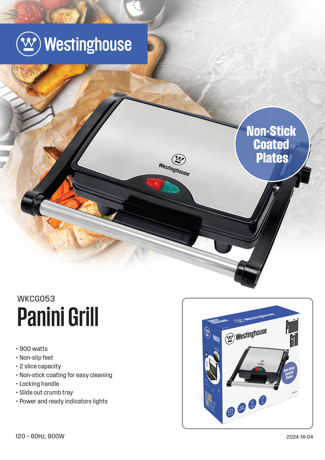 Panini Grill Westinghouse 900W WKCG053 - Imagen 4