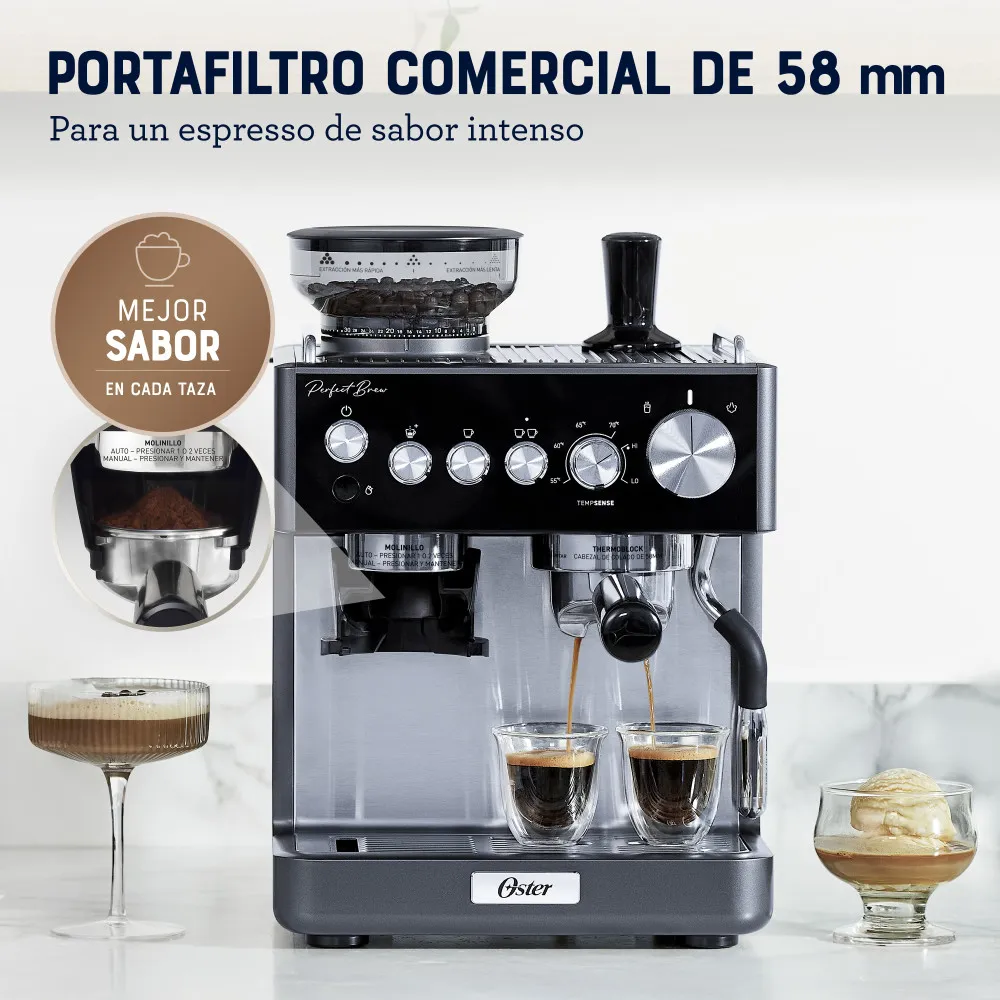 Cafetera Espresso Perfect Brew con Molino 1600W BVSTEM7301 Oster - Imagen 4