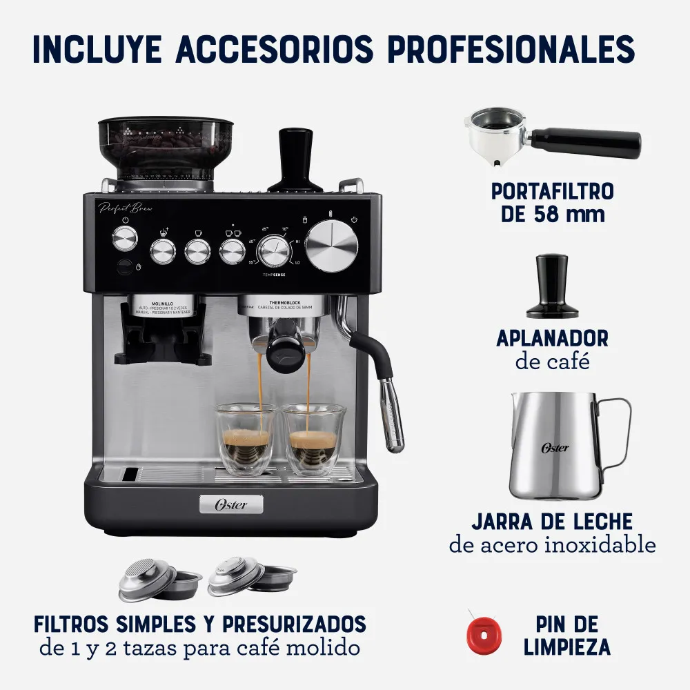 Cafetera Espresso Perfect Brew con Molino 1600W BVSTEM7301 Oster - Imagen 7