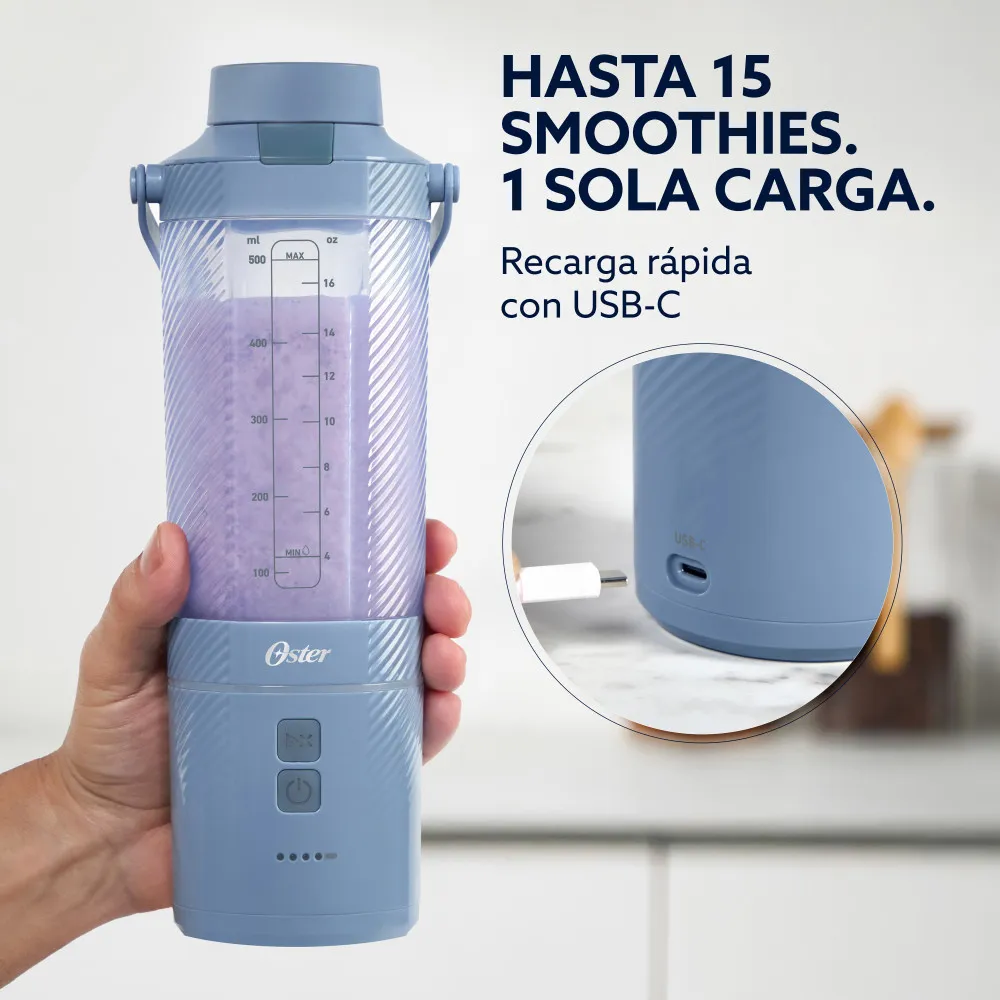 Licuadora Portátil GoMAX 590ml USB-C BLSTGFP-MH20 Oster - Imagen 3