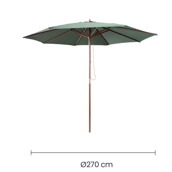 SOMBRILLA 270CM MADERA DIA 35MM VERDE - Imagen 4