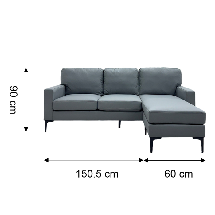 SOFA EN L CUERO SINTETICO GRIS - Imagen 2