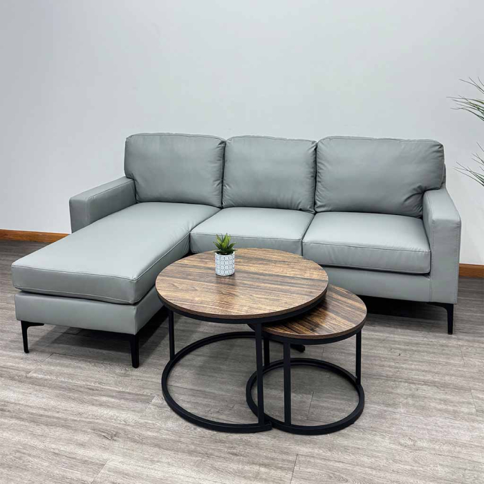 SOFA EN L CUERO SINTETICO GRIS - Imagen 5