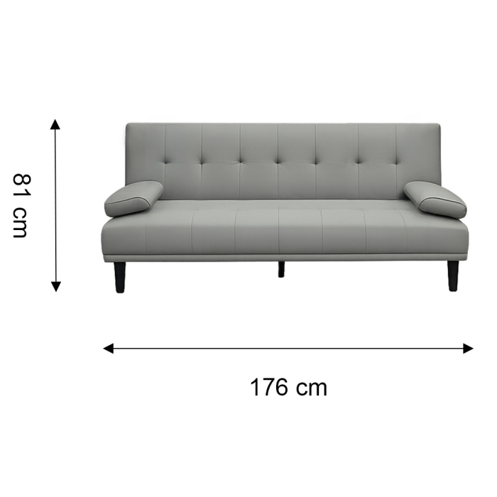 SOFÁ CAMA CUERO SINTETICO GRIS - Imagen 2