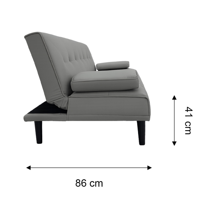 SOFÁ CAMA CUERO SINTETICO GRIS - Imagen 3
