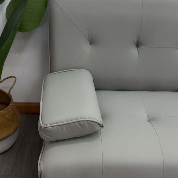 SOFÁ CAMA CUERO SINTETICO GRIS - Imagen 7