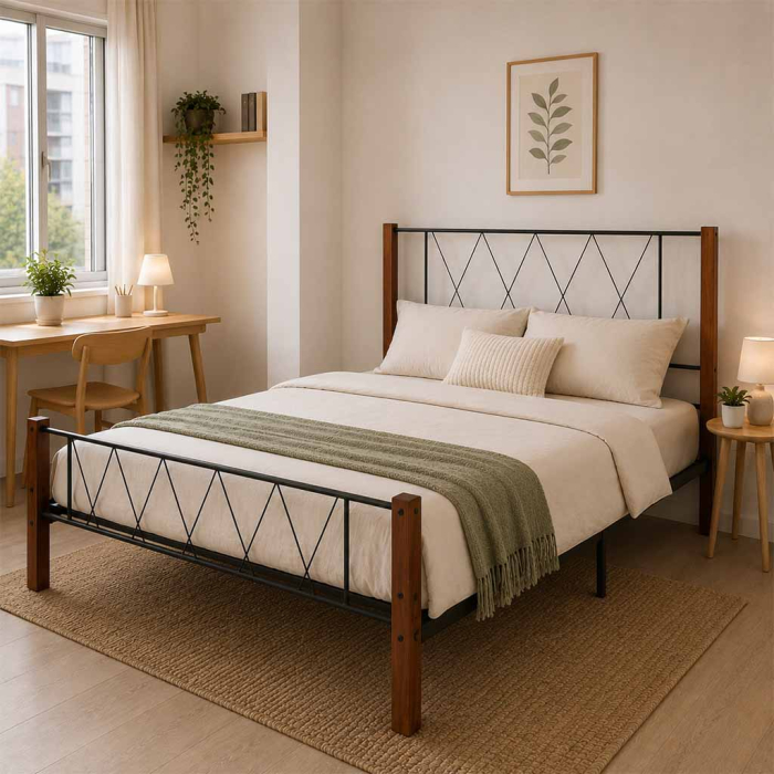 CAMA MATRIMONIAL RESPALDO METAL - Imagen 2